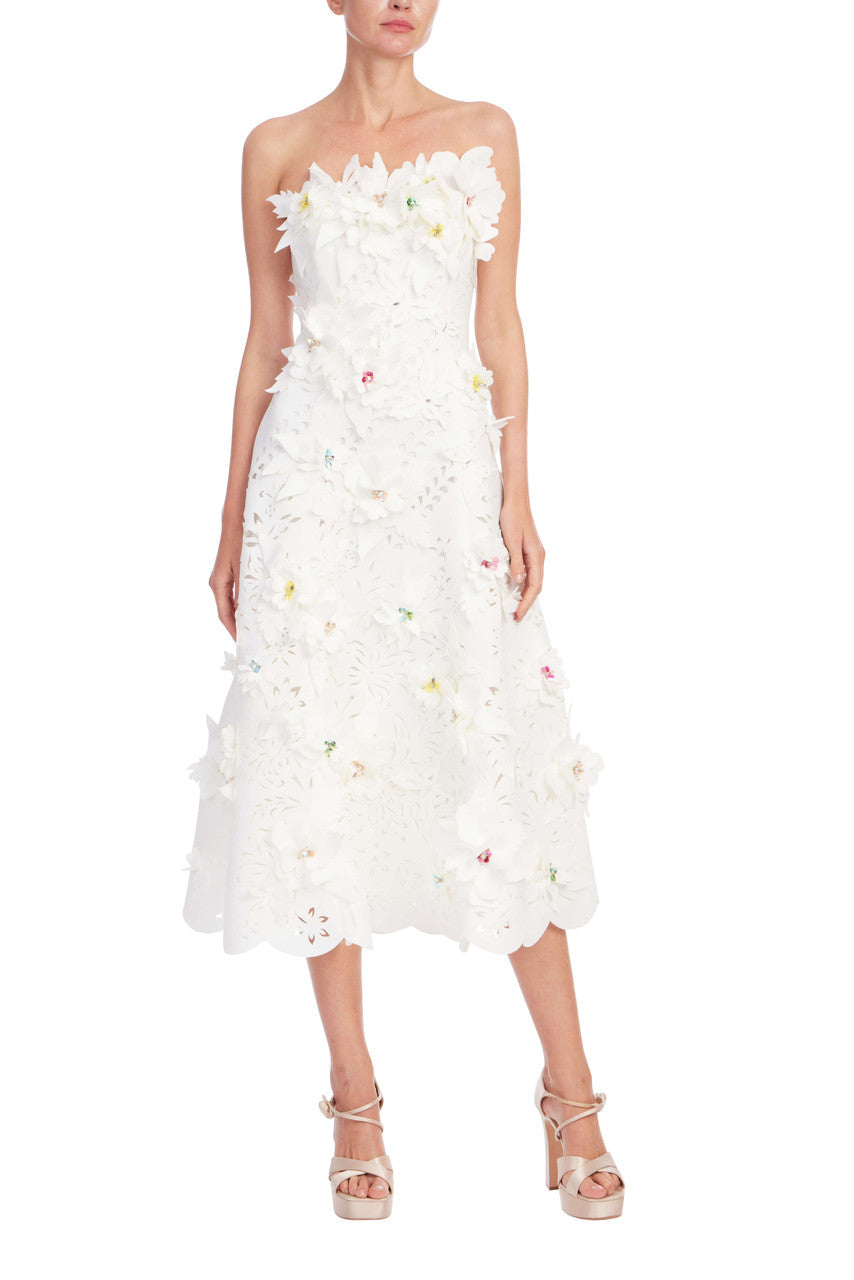 Badgley Mischka Scuba Appl Midi Light Ivory