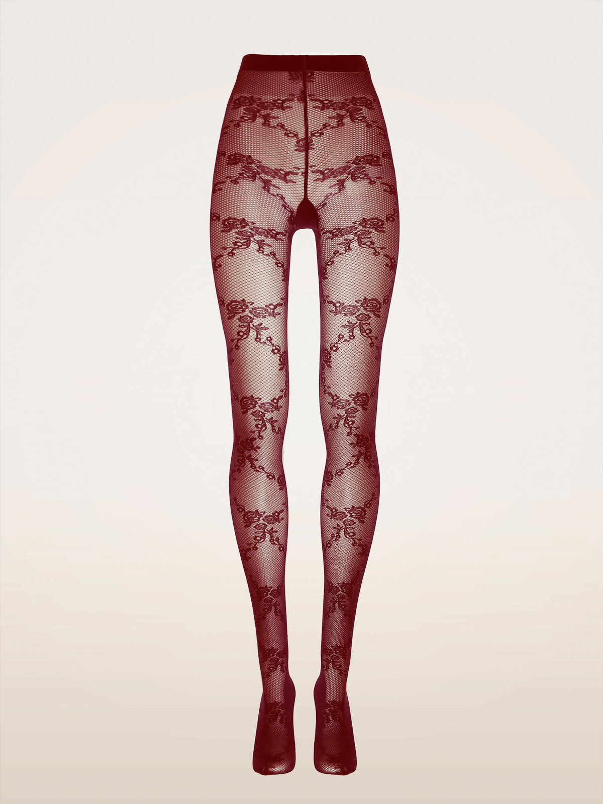 Wolford Floral Lace Tights Bordeaux