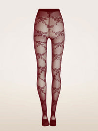 Wolford Floral Lace Tights Bordeaux