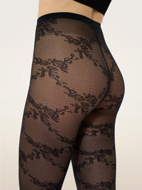 Wolford Floral Lace Tights Black