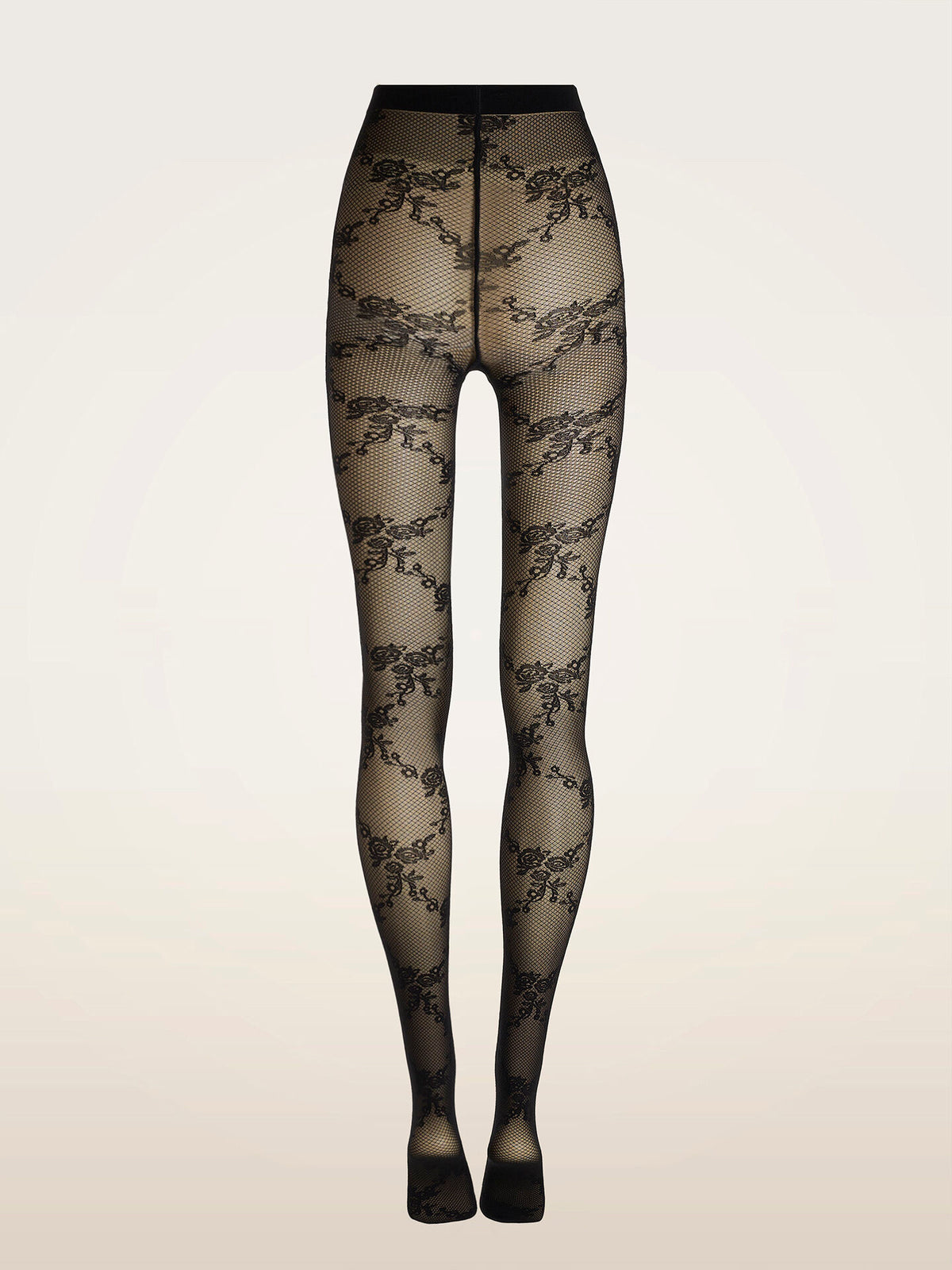 Wolford Floral Lace Tights Black