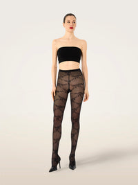 Wolford Floral Lace Tights Black