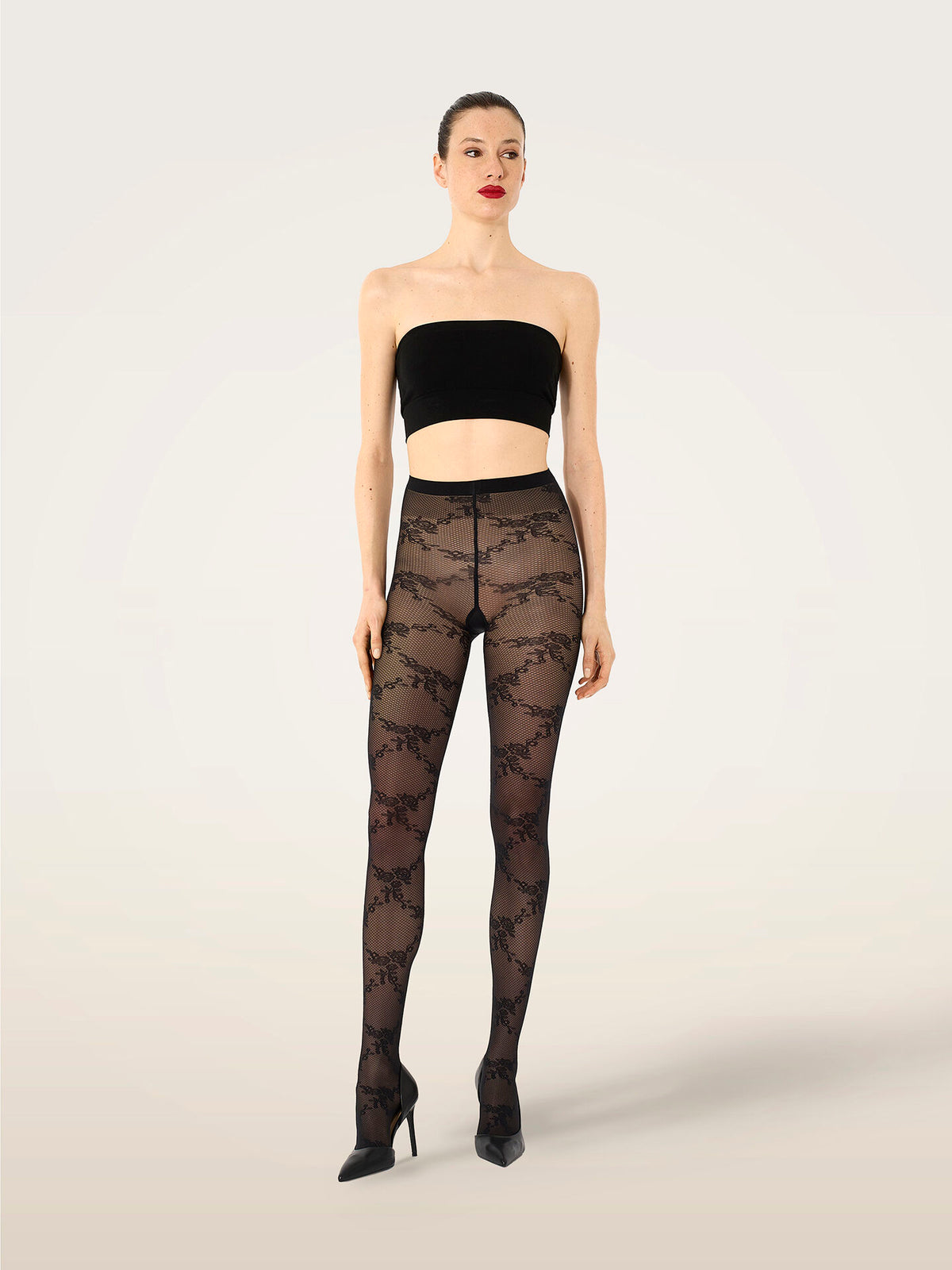 Wolford Floral Lace Tights Black