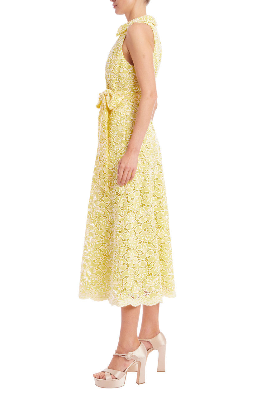 Badgley Mischka  BSD9087 Eyelet Lace Dress Yellow