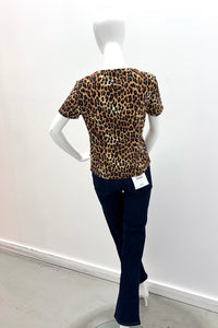 Alice + Olivia Rylyn Staceface Short-Sleeve Crewneck Top Spotted