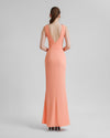 Gemy Maalouf V Neck Beaded Gown with Slit