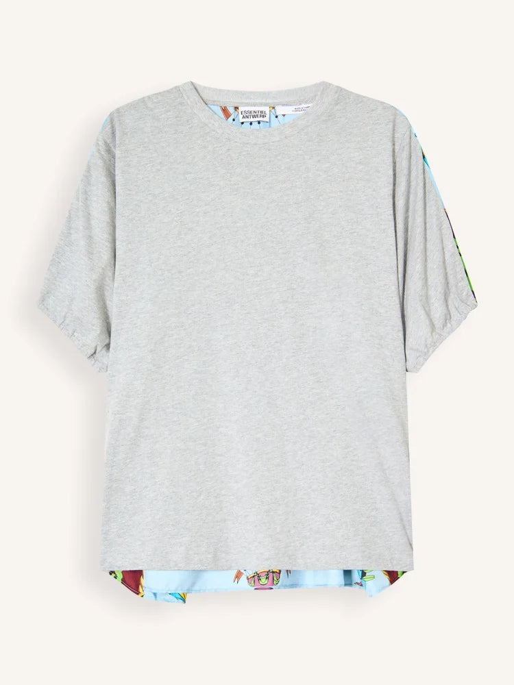Essentiel Kos T-Shirt With Silk Scarf Back Steel Pulse