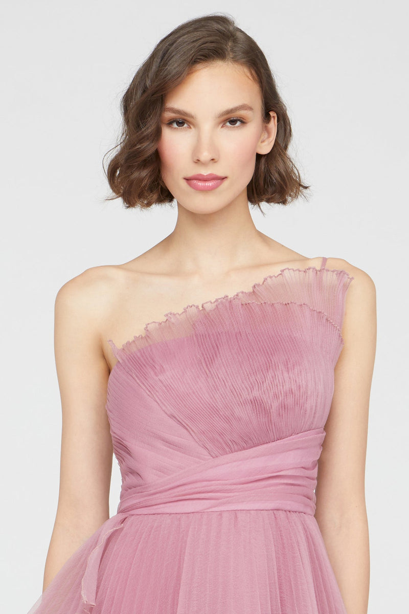 Theia Delphine Pleated Organza Gown