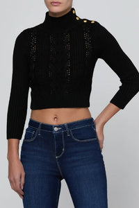 L'Agence Kamdyn Cable Mock Neck - Black/Gold