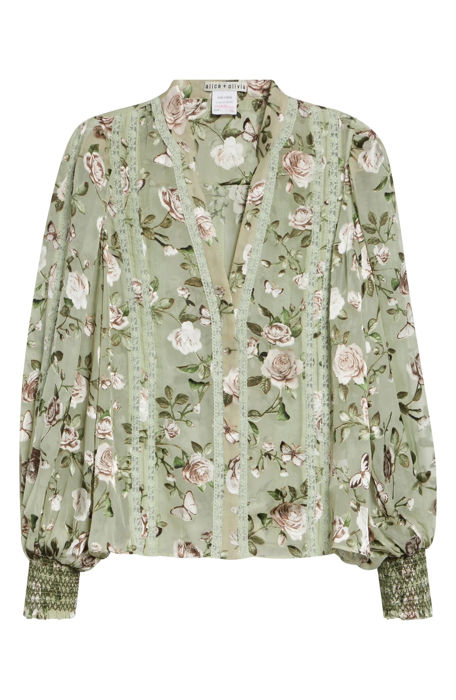 Chemise Arlette avec bordure en dentelle florale Alice + Olivia