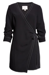 Cinq A Sept Chelsea Topstitch Detail Wrap Minidress