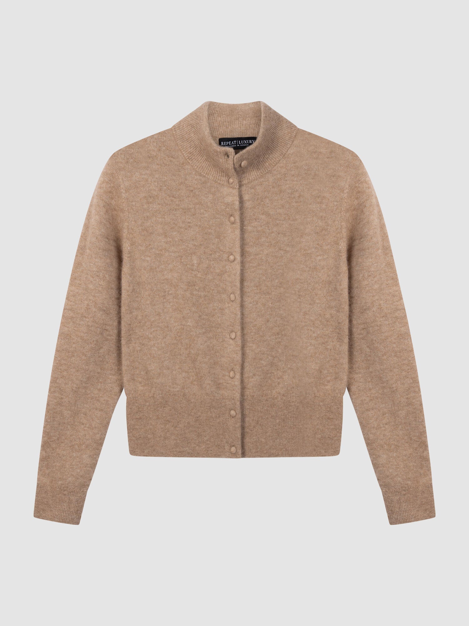 Repeat Cashmere Silk Knitted Cardigan Fawn