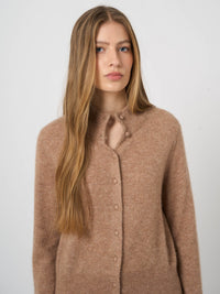 Repeat Cashmere Silk Knitted Cardigan Fawn