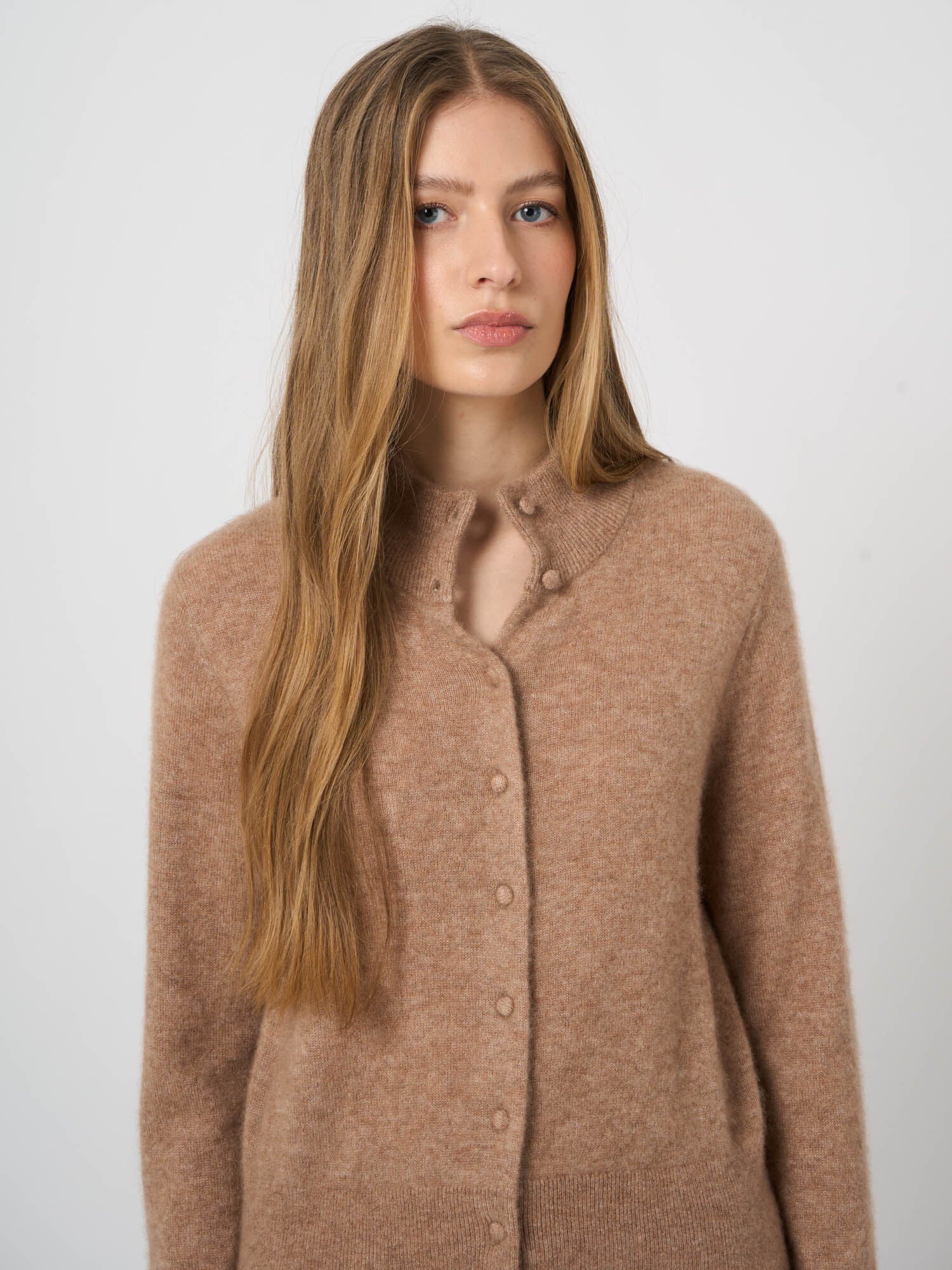 Repeat Cashmere Silk Knitted Cardigan Fawn