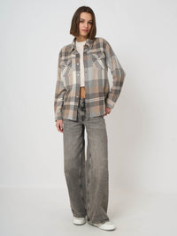 Repeat Organic Cashmere Woven Blouse - Multi Check