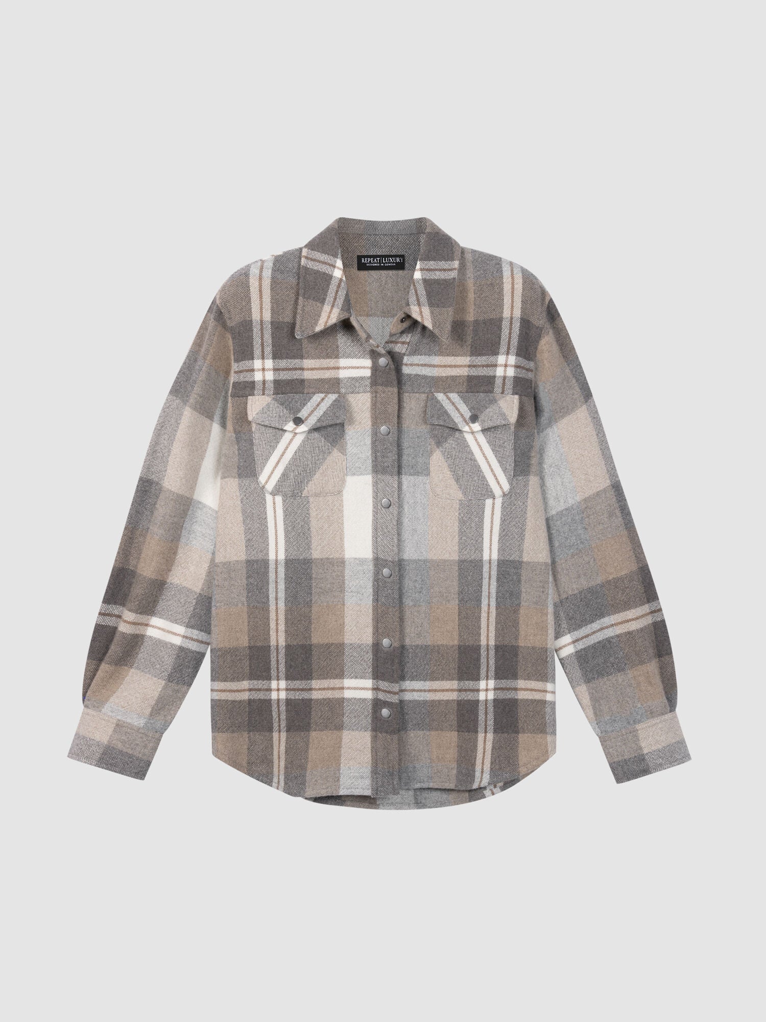 Repeat Organic Cashmere Woven Blouse - Multi Check