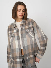 Repeat Organic Cashmere Woven Blouse - Multi Check