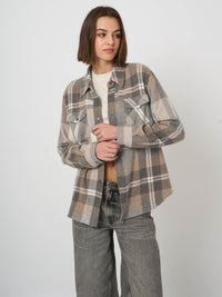 Repeat Organic Cashmere Woven Blouse - Multi Check