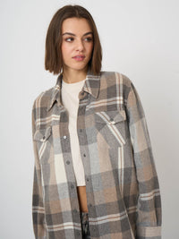 Repeat Organic Cashmere Woven Blouse - Multi Check