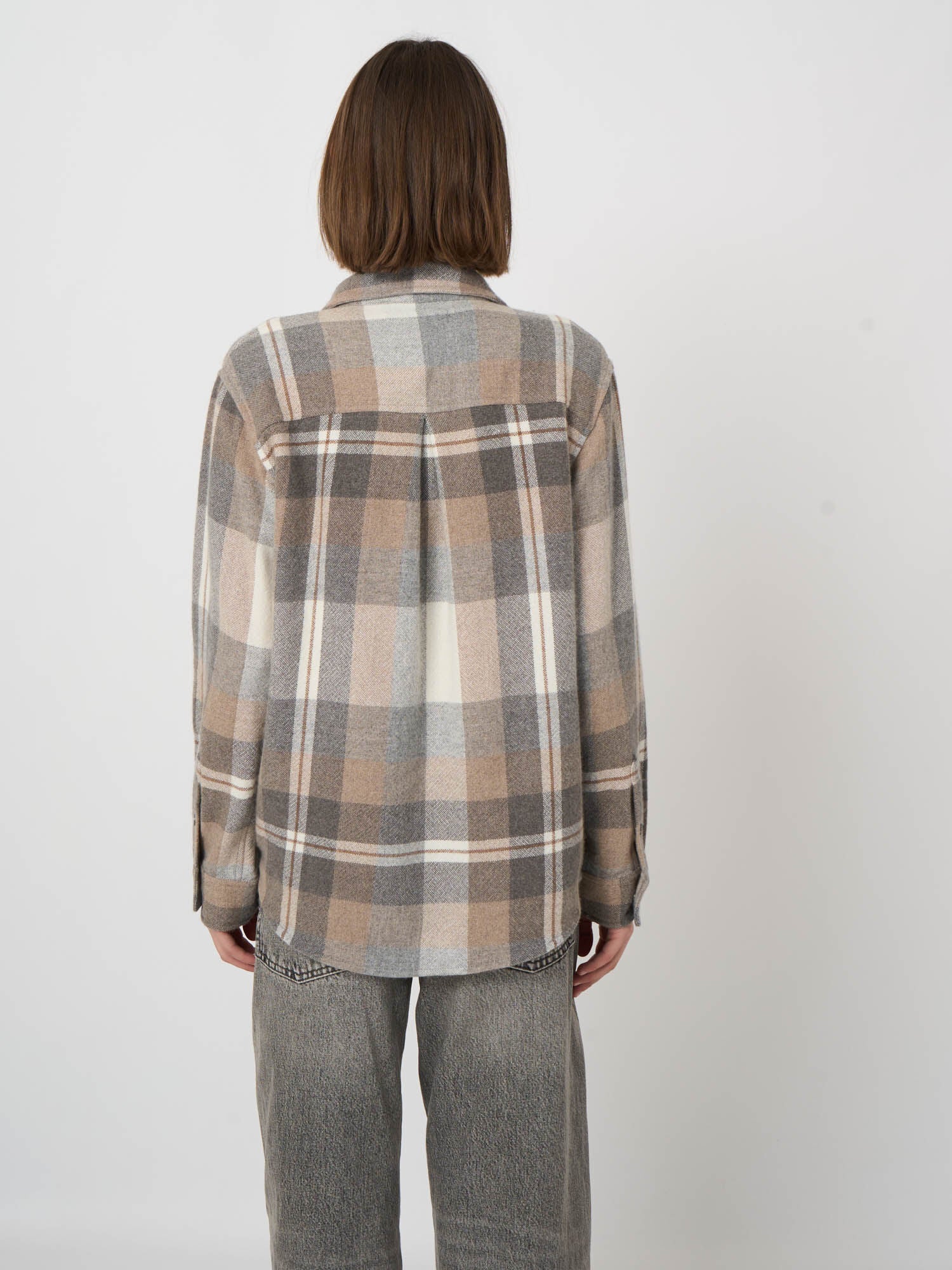 Repeat Organic Cashmere Woven Blouse - Multi Check