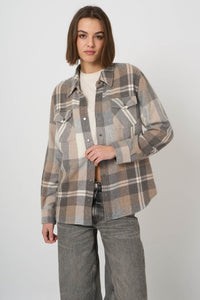 Repeat Organic Cashmere Woven Blouse - Multi Check