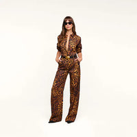 L'Agence Livvy Beltloop Pant Tan Multi Javan Leopard