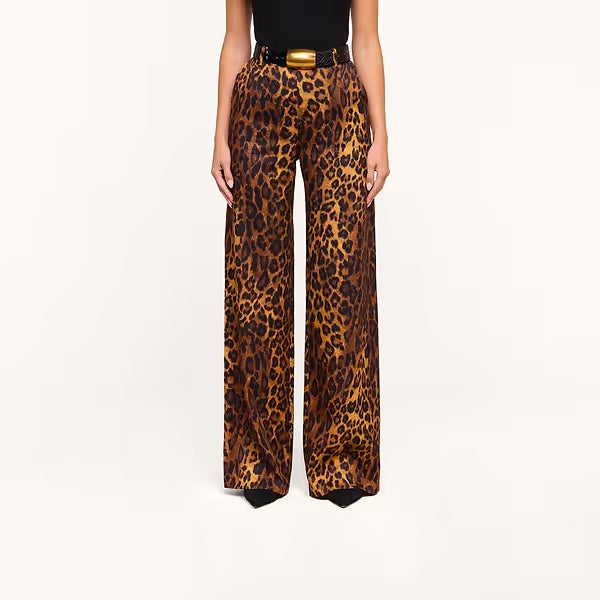 L'Agence Livvy Beltloop Pant Tan Multi Javan Leopard
