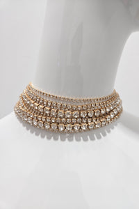 Tres Chic Embellished Crystals Golden Necklace