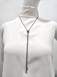 Tres Chic Gunmetal Necklace with Crystal Detailing