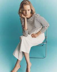 Veronica Beard Hovey Striped Lace T-Shirt