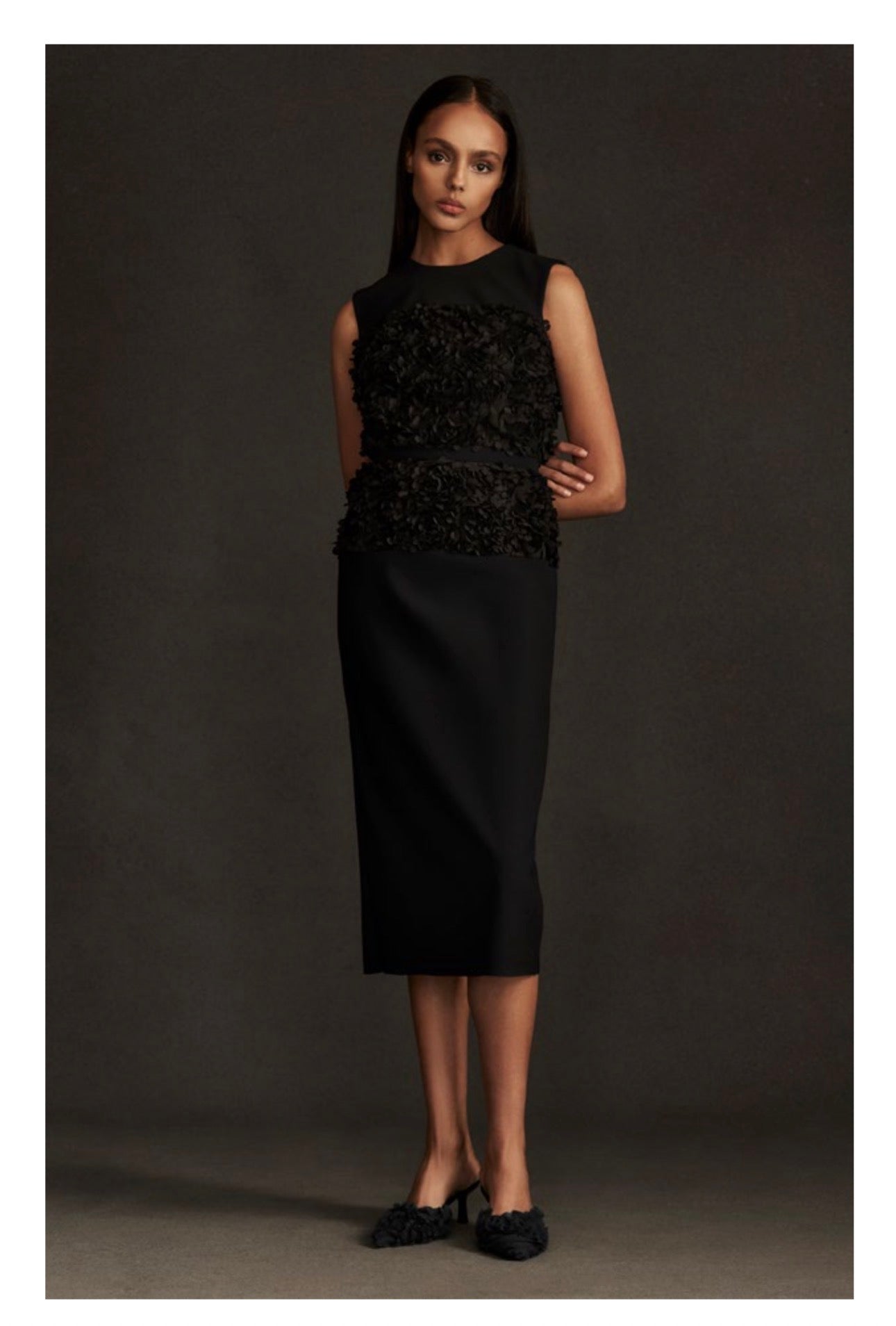 Robe droite Greta Constantine Cage avec broderie contrastante - Noir