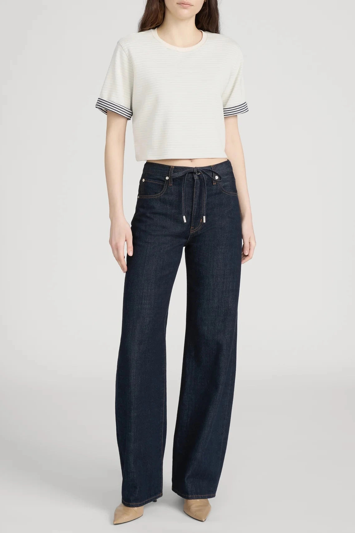 Frame The Off Duty Drawstring Bow Jeans Rinse