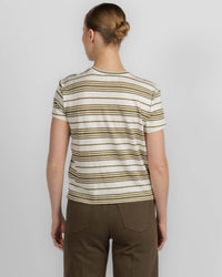 Frame The Linen Striped Baby Tee Military Multi