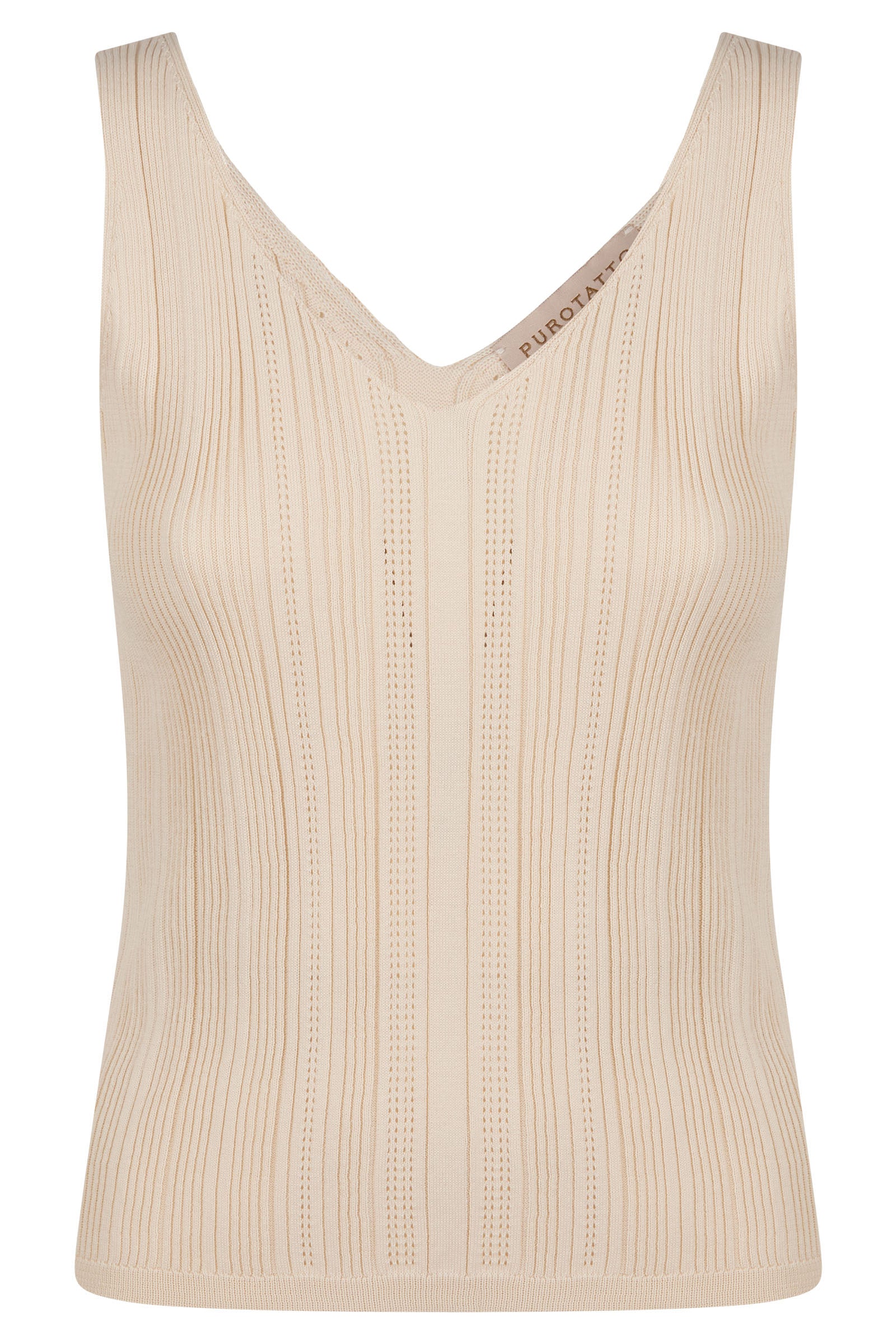 Purotatto V-Neck Cotton Top Chalk