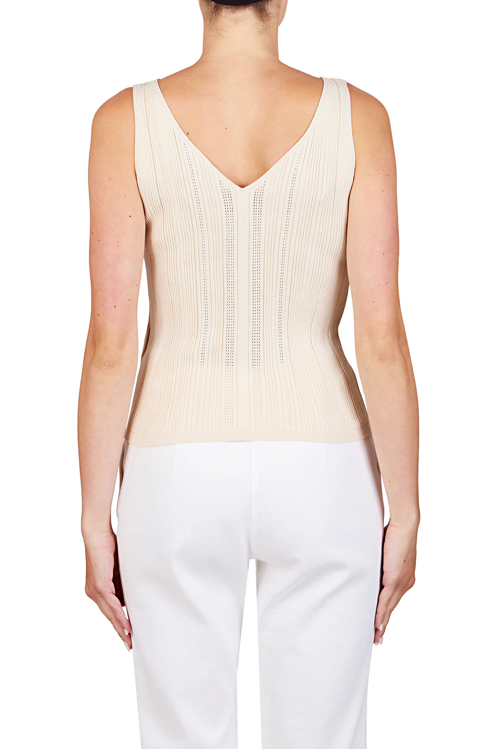 Purotatto V-Neck Cotton Top Chalk