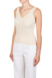 Purotatto V-Neck Cotton Top Chalk
