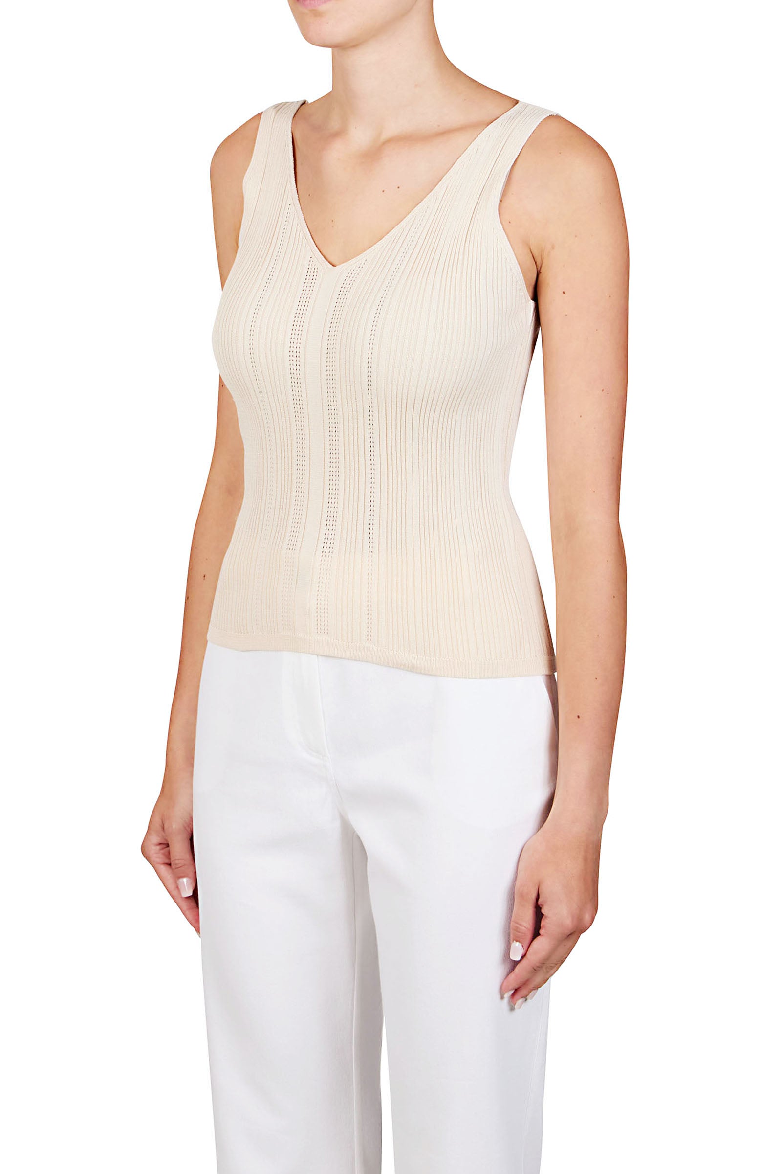 Purotatto V-Neck Cotton Top Chalk