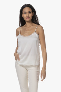Repeat Silk Lace Trimmed Top