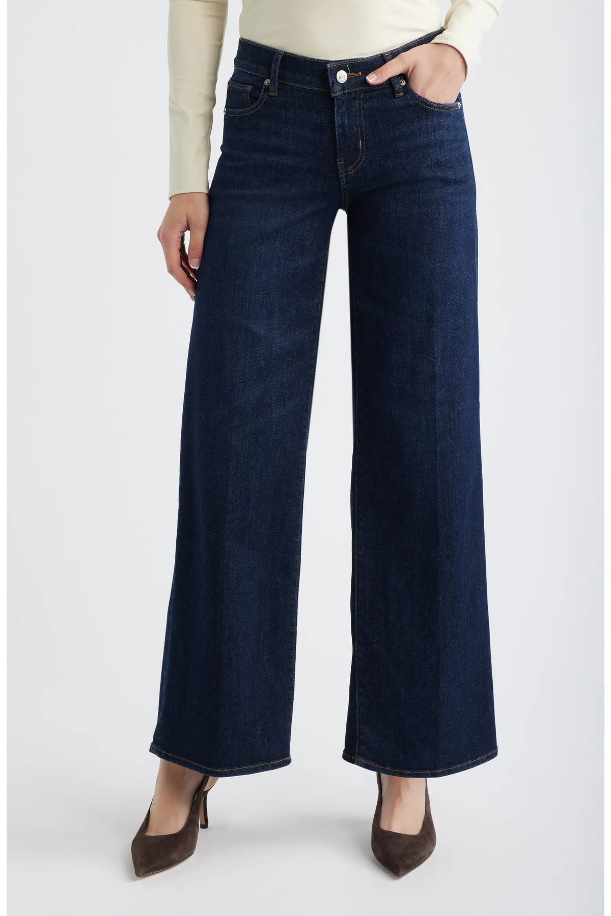Frame The Low Rise Slim Palazzo Polished Jean