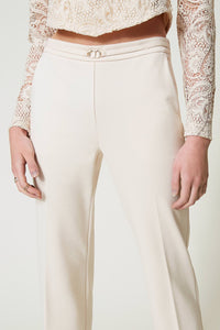 Twinset Trousers With Oval T Waist Strap And Crease