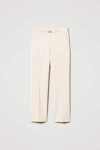 Twinset Trousers With Oval T Waist Strap And Crease