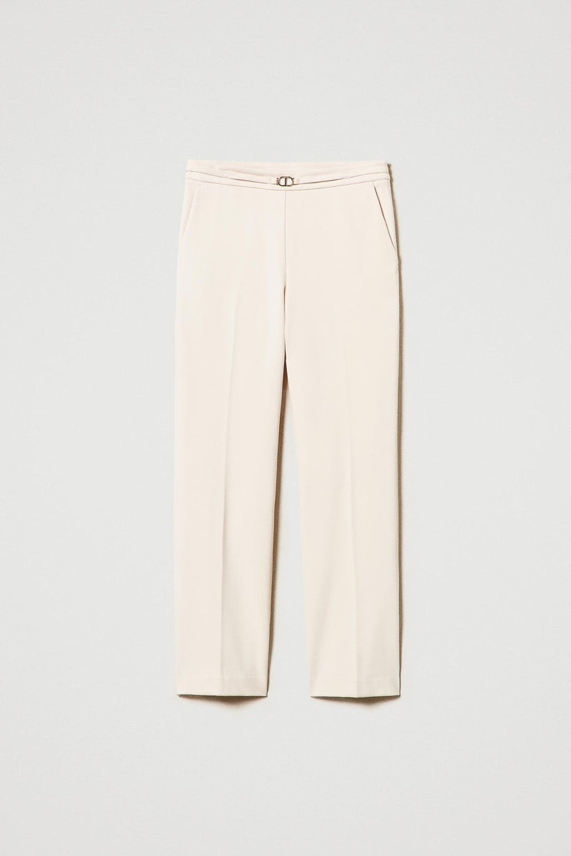 Twinset Trousers With Oval T Waist Strap And Crease