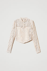 Twinset Macramé Lace Cropped Blouse