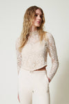 Twinset Macramé Lace Cropped Blouse