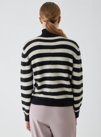 Majestic Filatures Novelty Stripe Turtleneck Sweater