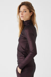 Majestic Filatures Soft Touch Lurex Metallic Turtleneck Top