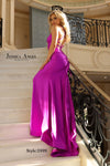 Jessica Angel Spaghetti Straps With Lace Up Back Low V Back Gown With Slit