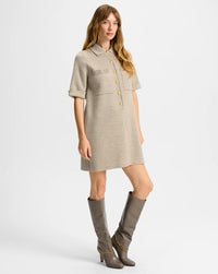 Veronica Beard Madden Merino Wool Mini Shirtdress