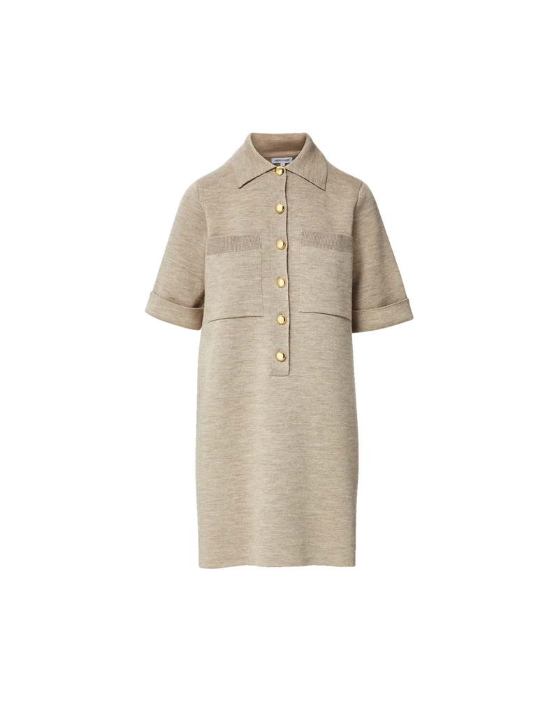 Veronica Beard Madden Merino Wool Mini Shirtdress