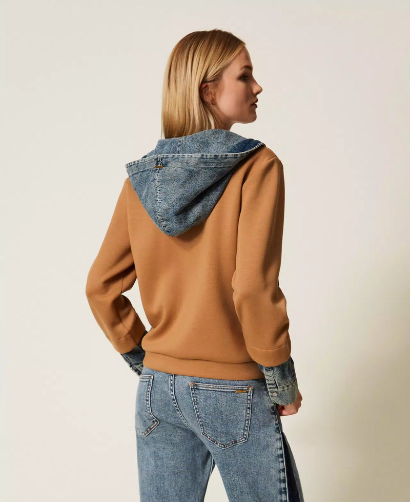 Twinset Scuba Fabric and Denim Sweatshirt